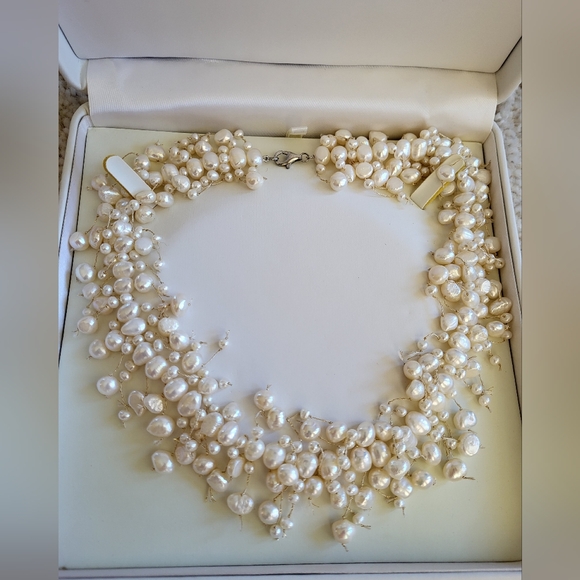 Accessories - Cluster Freshwater Pearl Bridal Necklace